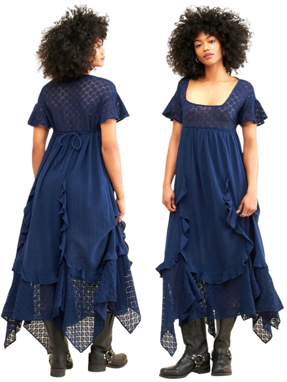 Free People x Free-est Bring The Romance Boho Maxi Dress in Navy